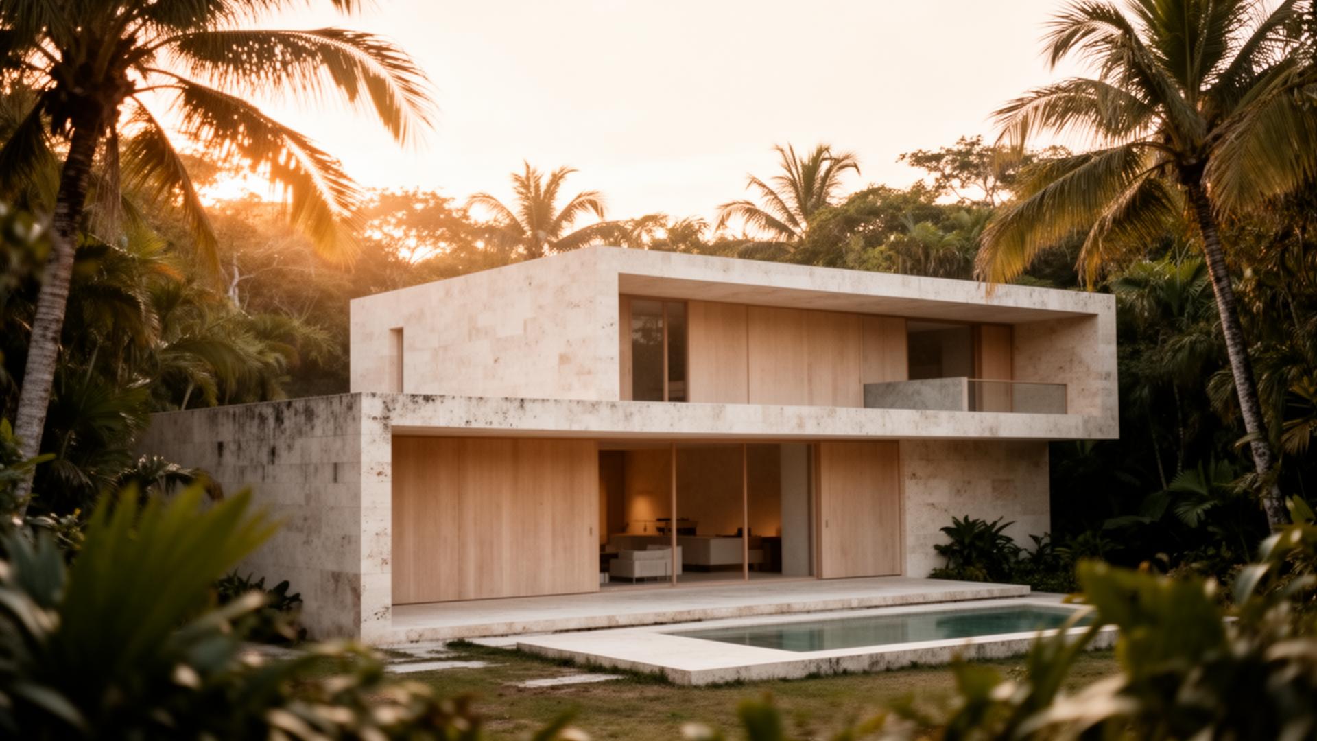 KŌM Residence in Tulum jungle at golden hour